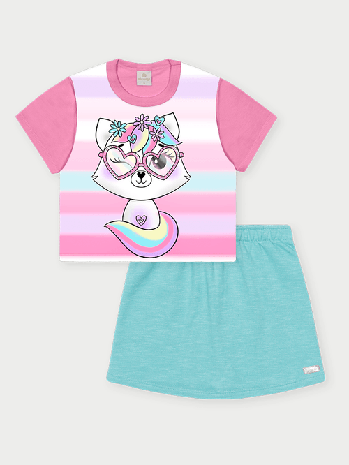 Conjunto Infantil Menina Raposa Menta Abrange