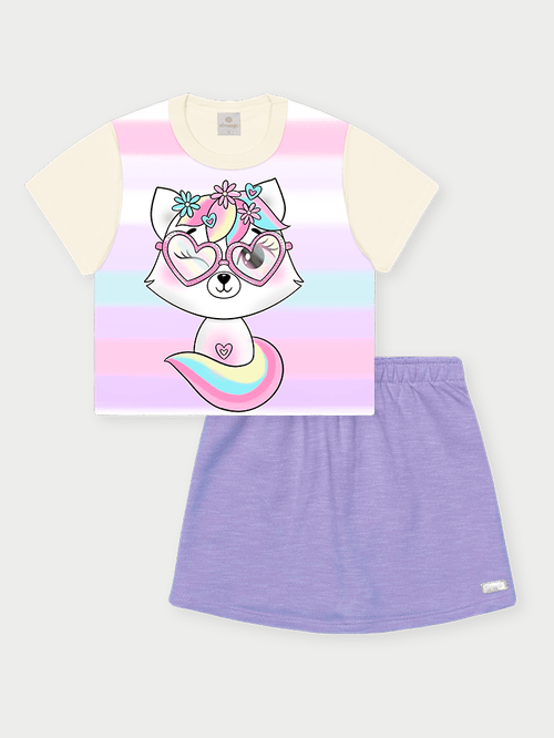 Conjunto Infantil Menina Raposa Lilás Abrange