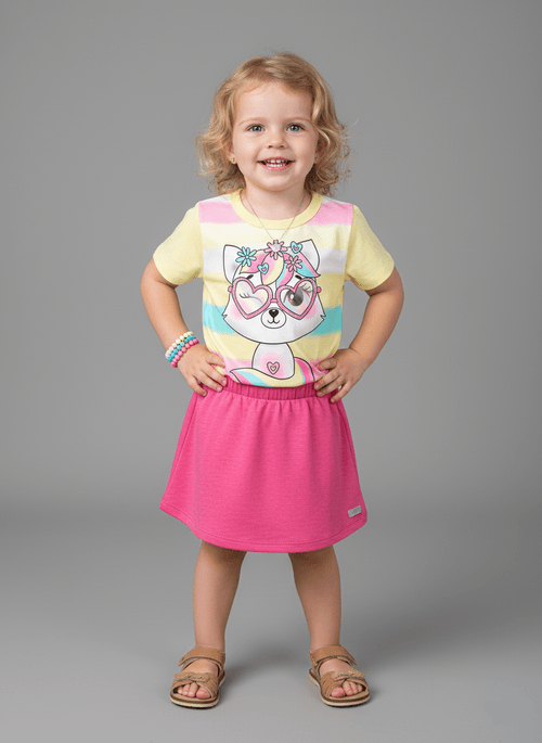 Conjunto Infantil Menina Raposa Rosa Abrange
