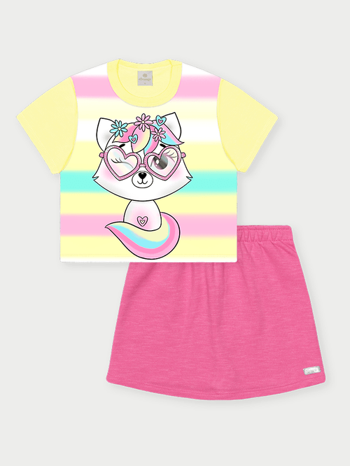 Conjunto Infantil Menina Raposa Rosa Abrange