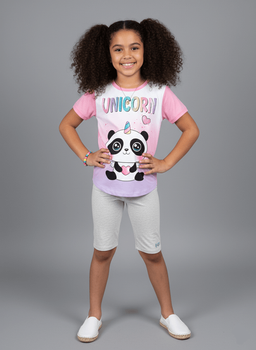 Conjunto Infantil Menina Panda Mescla Abrange