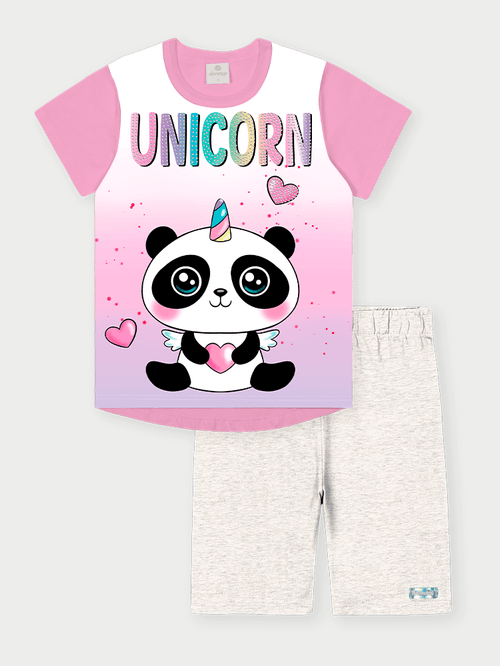 Conjunto Infantil Menina Panda Mescla Abrange