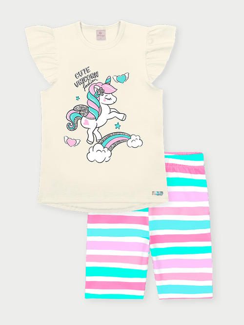 Conjunto Infantil Menina Unicórnio Natural Abrange