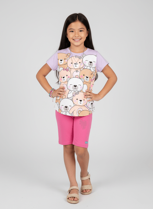 Conjunto Infantil Menina Ursinhos Rosa Abrange