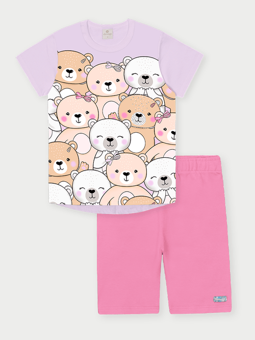Conjunto Infantil Menina Ursinhos Rosa Abrange