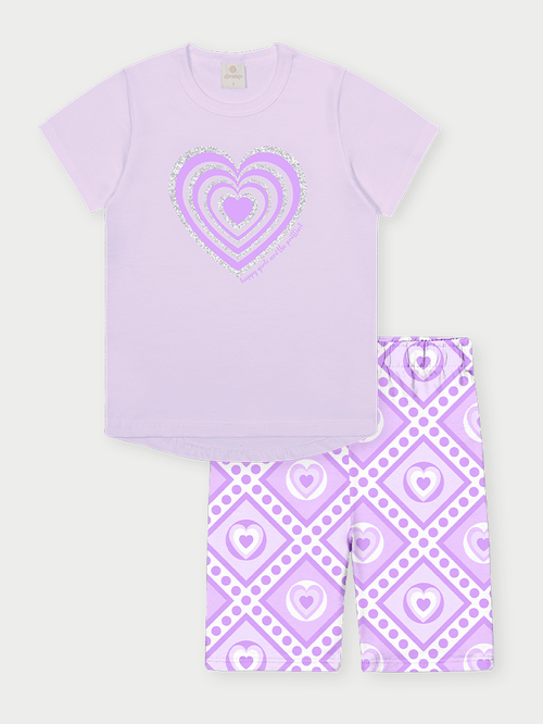 Conjunto Infantil Menina Coração Lilás Abrange