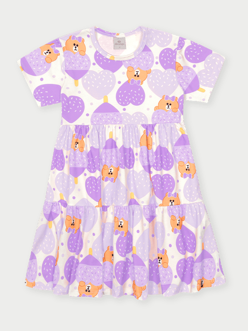 Vestido Infantil Ursinho Doce Lilás Abrange