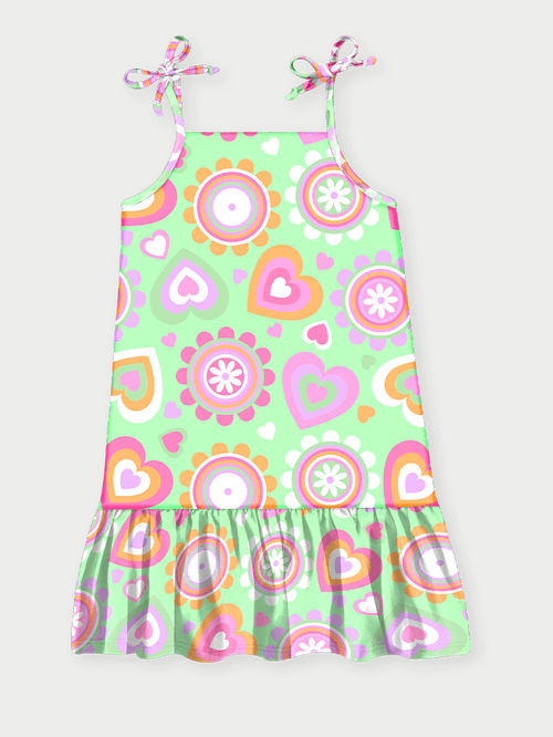 Vestido Infantil Sweet Hearts Verde Abrange