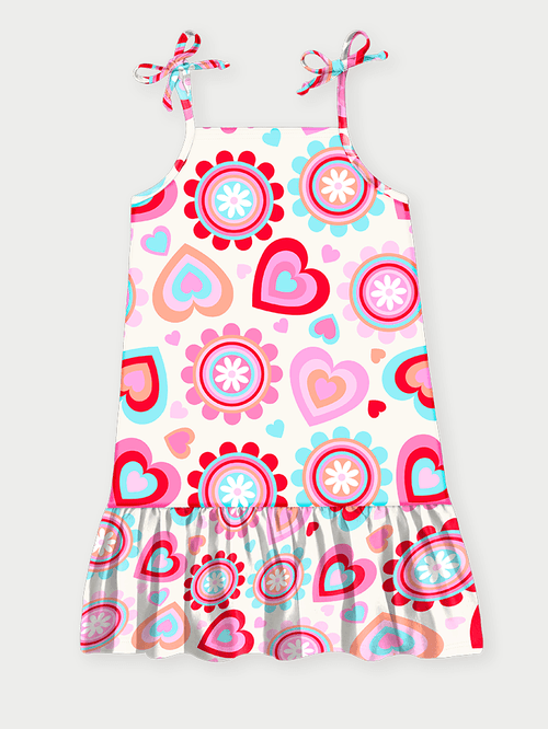 Vestido Infantil Sweet Hearts Natural Abrange
