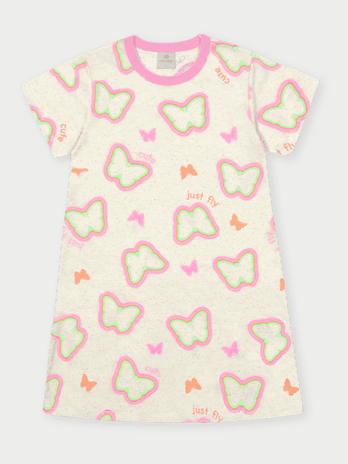 Vestido Infantil Borboletas Rosa Abrange