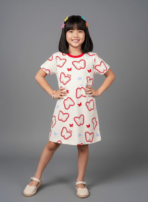 Vestido Infantil Borboletas Vermelho Abrange