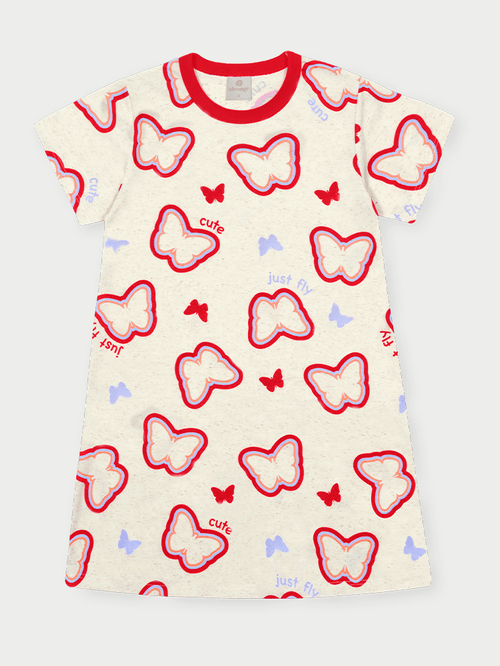 Vestido Infantil Borboletas Vermelho Abrange