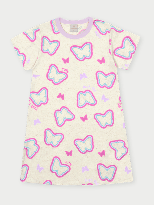 Vestido Infantil Borboletas Lilás Abrange