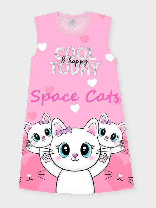 Vestido Infantil Space Cats Rosa Abrange