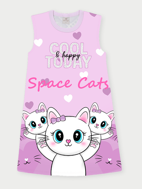 Vestido Infantil Space Cats Lilás Abrange