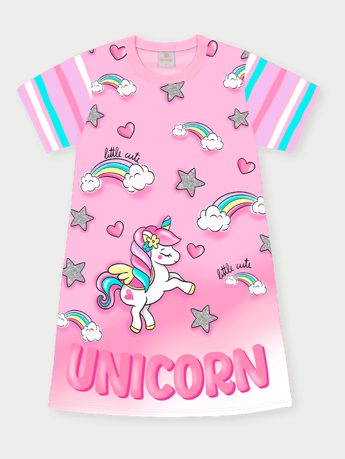 Vestido Infantil Unicórnio Rosa Abrange