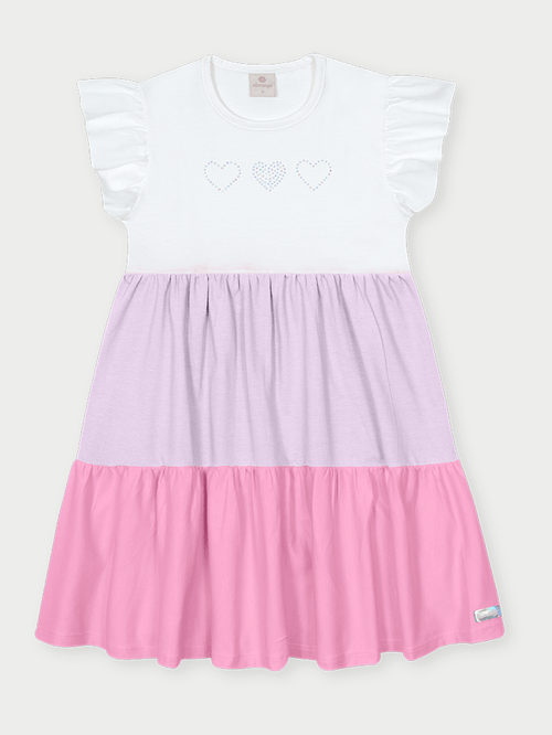 Vestido Infantil 3 Corações Branco Abrange