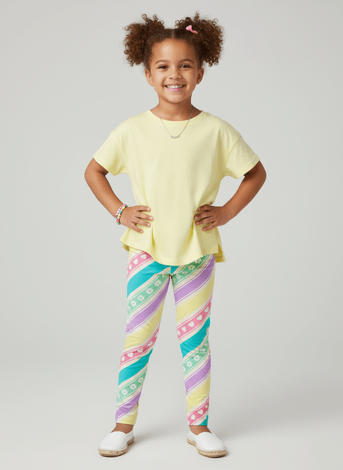 Legging Infantil Menina Listrado Colorido Abrange