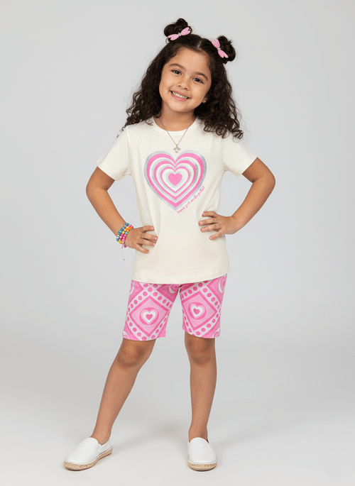 Conjunto Infantil Menina Coração Rosa Abrange