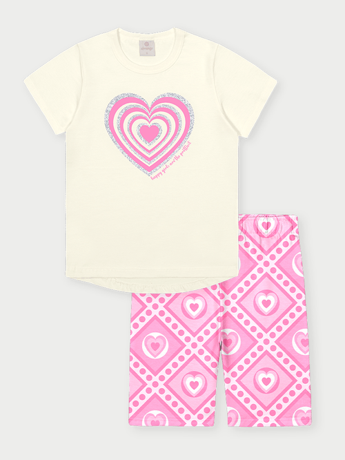 Conjunto Infantil Menina Coração Rosa Abrange