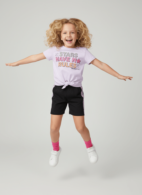 Conjunto Infantil Menina No Rules Lilás Abrange