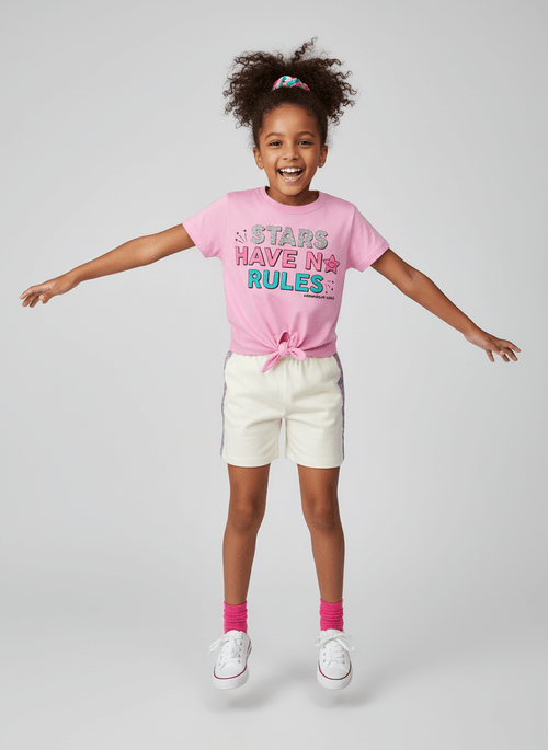 Conjunto Infantil Menina No Rules Rosa Abrange