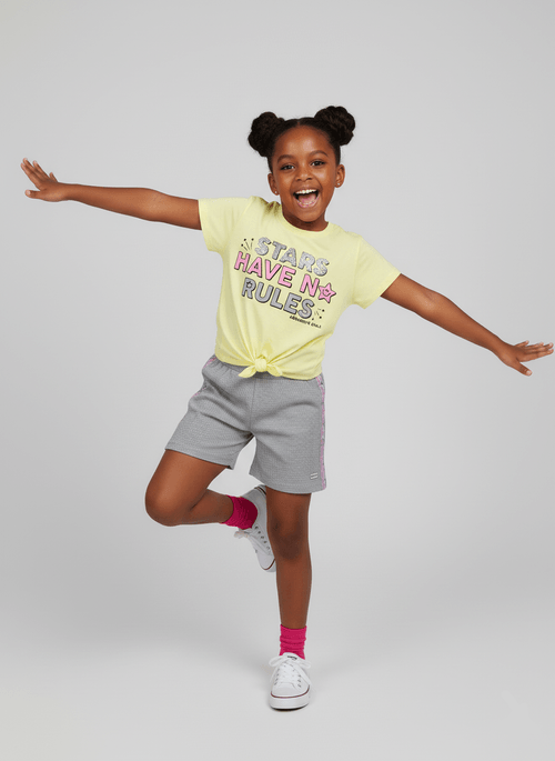 Conjunto Infantil Menina No Rules Amarelo Abrange