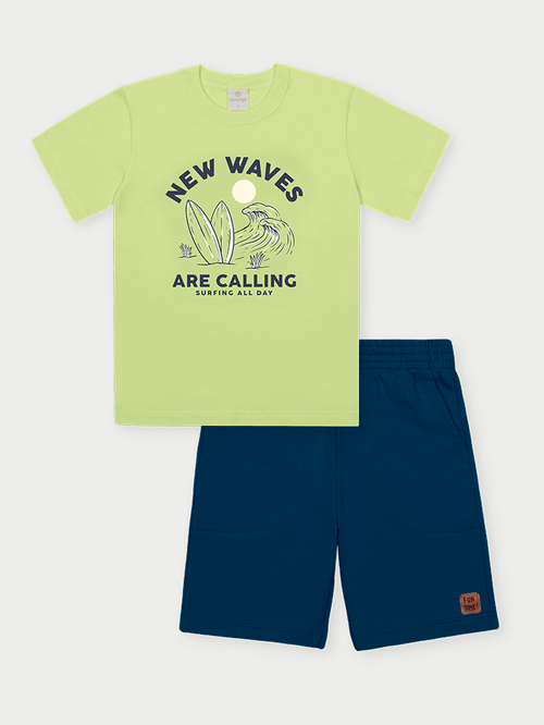Conjunto Menino New Waves Verde Abrange