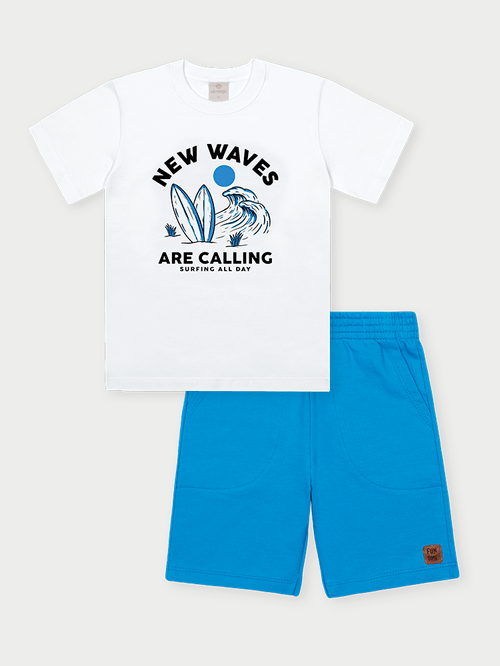 Conjunto Menino New Waves Branco Abrange