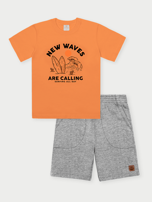 Conjunto Menino New Waves Laranja Abrange