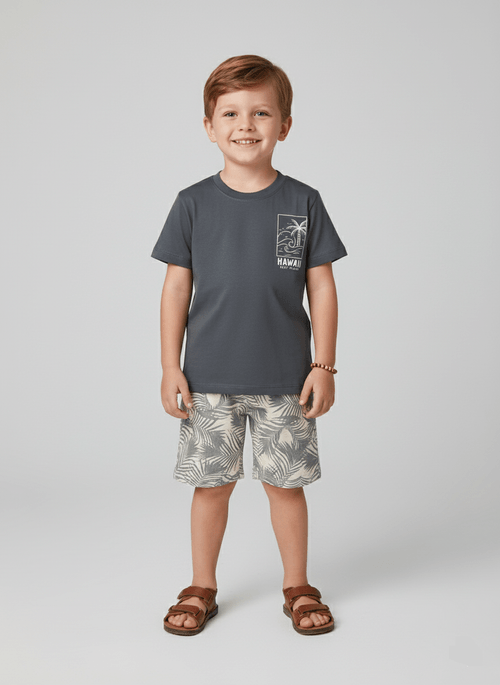 Conjunto Menino Hawaii Chumbo Abrange