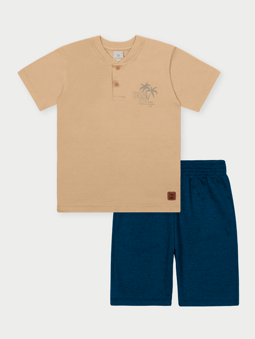 Conjunto Menino Beach Bege Abrange