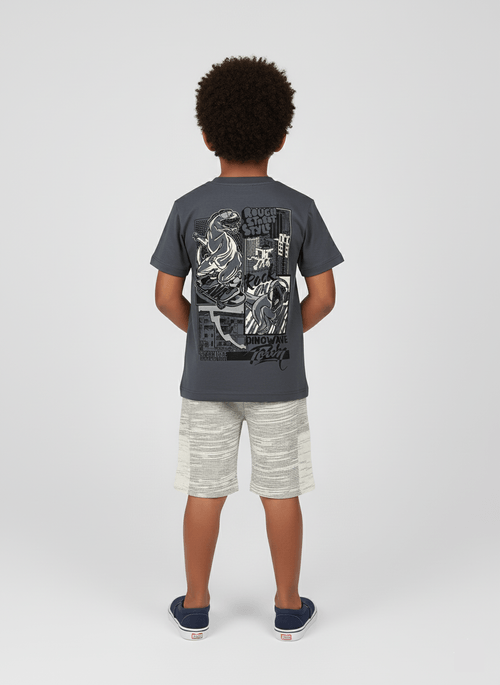 Conjunto Menino Dino Wave Chumbo Abrange