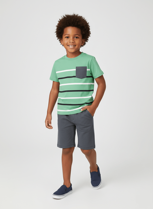 Conjunto Menino Listras Verde Abrange