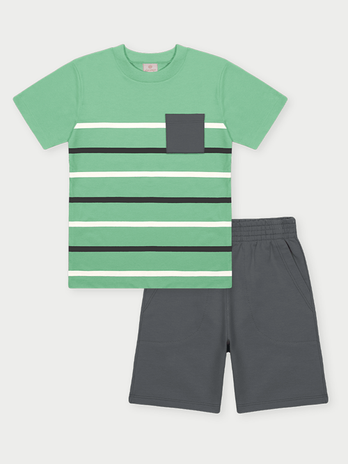 Conjunto Menino Listras Verde Abrange