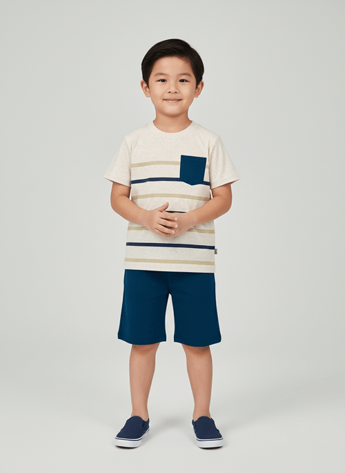 Conjunto Menino Listras Natural Abrange