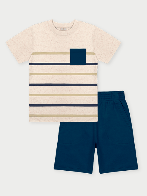 Conjunto Menino Listras Natural Abrange