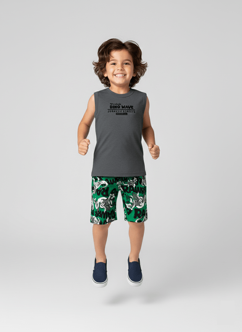 Conjunto Menino Jurassic Streets Chumbo Abrange