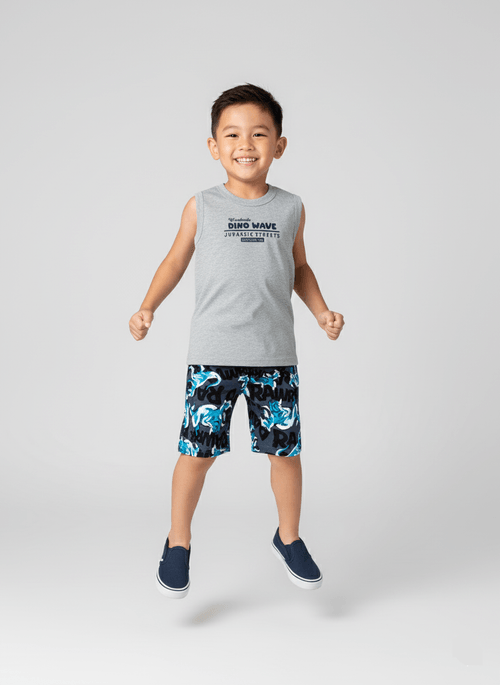 Conjunto Menino Jurassic Streets Cinza Abrange