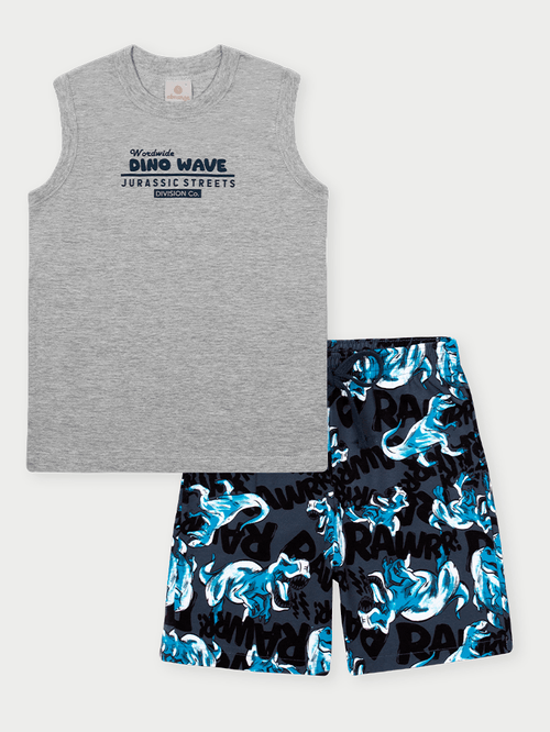 Conjunto Menino Jurassic Streets Cinza Abrange