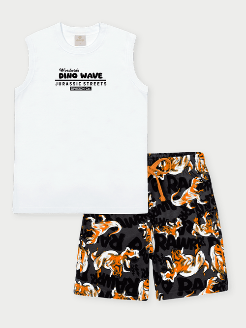 Conjunto Menino Jurassic Streets Branco Abrange