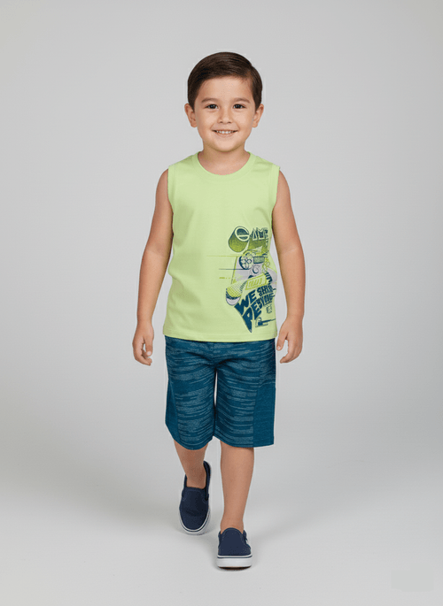 Conjunto Menino Gamer Never Quit Verde Abrange