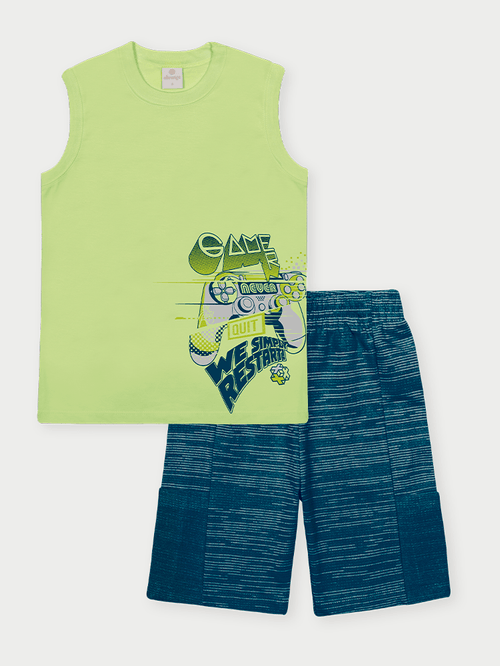 Conjunto Menino Gamer Never Quit Verde Abrange