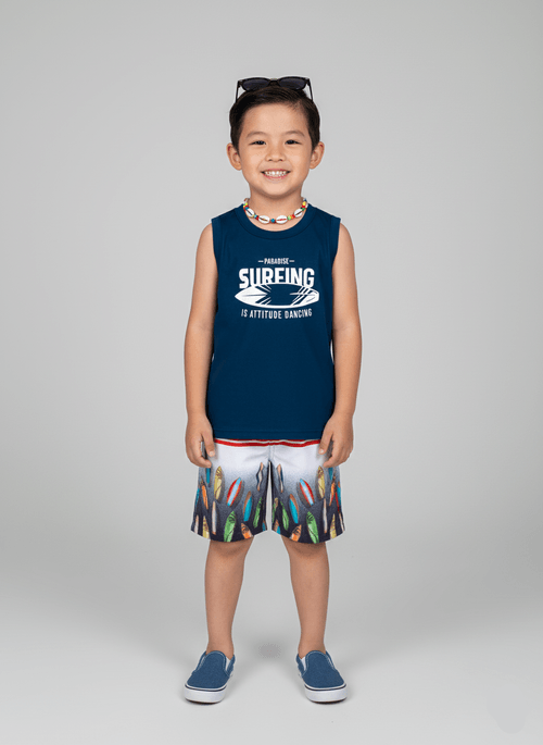 Conjunto Menino Paradise Surfing Marinho Abrange