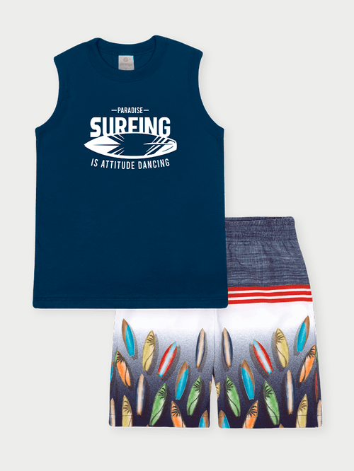 Conjunto Menino Paradise Surfing Marinho Abrange