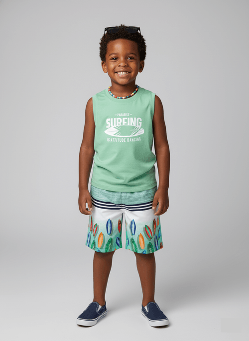 Conjunto Menino Paradise Surfing Verde Abrange