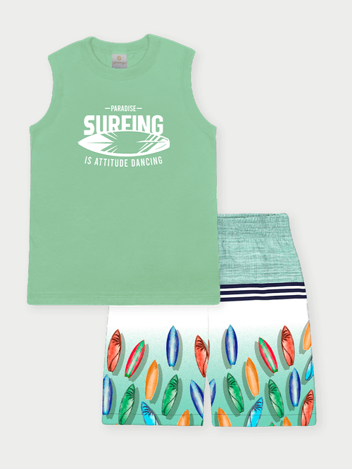 Conjunto Menino Paradise Surfing Verde Abrange