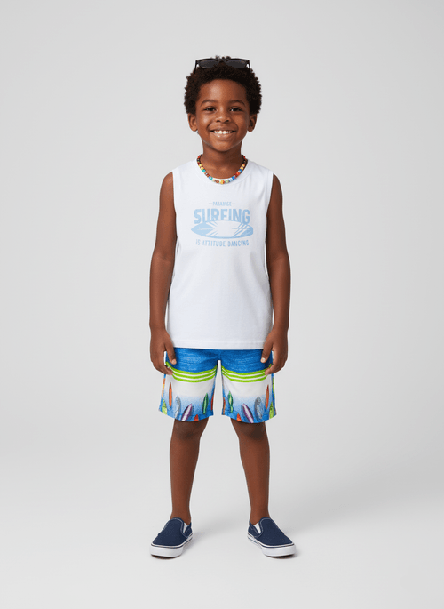 Conjunto Menino Paradise Surfing Branco Abrange