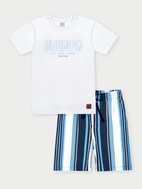 Conjunto Menino Surfing Branco Abrange