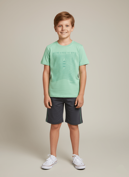 Conjunto Menino Verde Vermelho Abrange